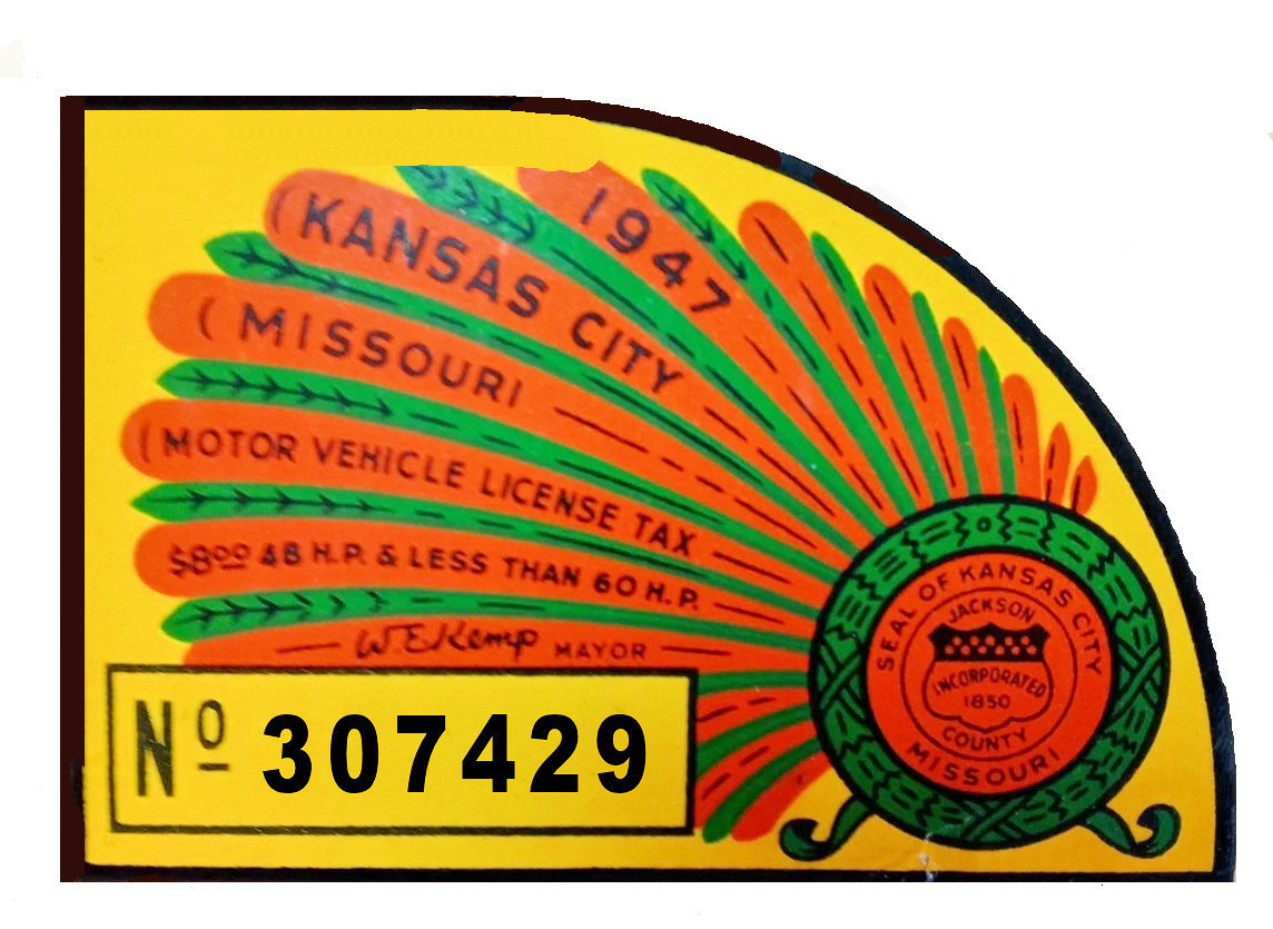 (image for) 1947 Kansas City Missouri Registration inspection Sticker KC